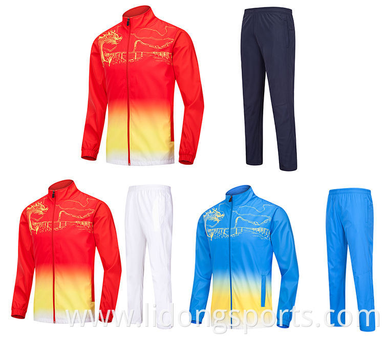 LiDong wholesale latest design tracksuit custom fashion red and blue Receiving awards for the winners